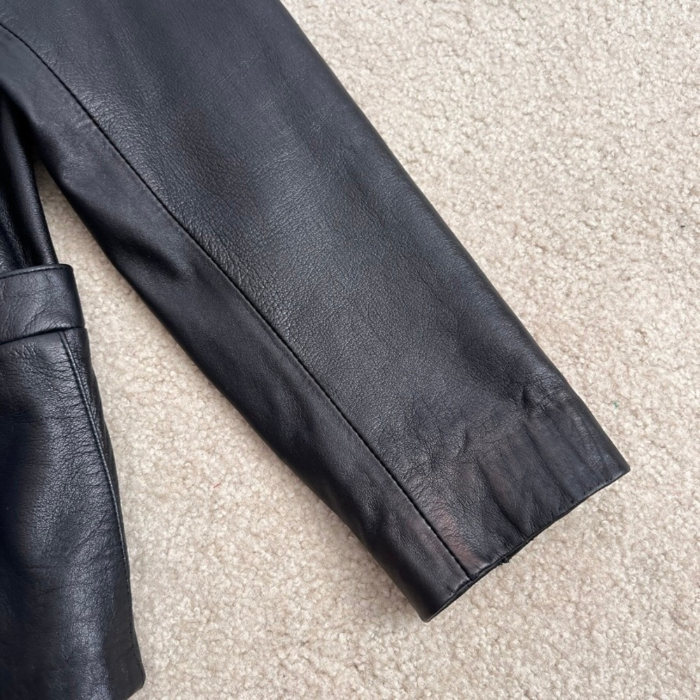 Whet‎ Blu Leather Blazer Jacket Womens Large Black Single Button Red Lining - Picture 8 of 11